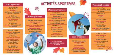 planning des activités sport Ici l'automne 2022